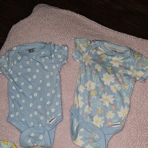 Gerber Blue Bodysuits with Daisies and Bees